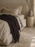 CLOVER LINEN THROW – CHARCOAL