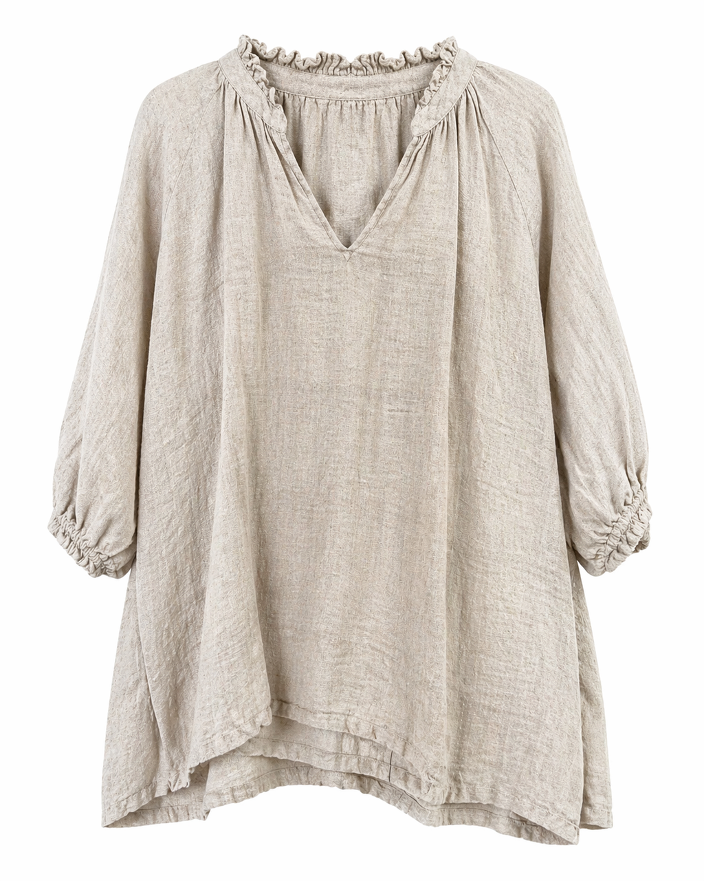 GRAZIA LINEN TOP 3/4 SLEEVE PLAIN