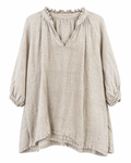 GRAZIA LINEN TOP 3/4 SLEEVE PLAIN
