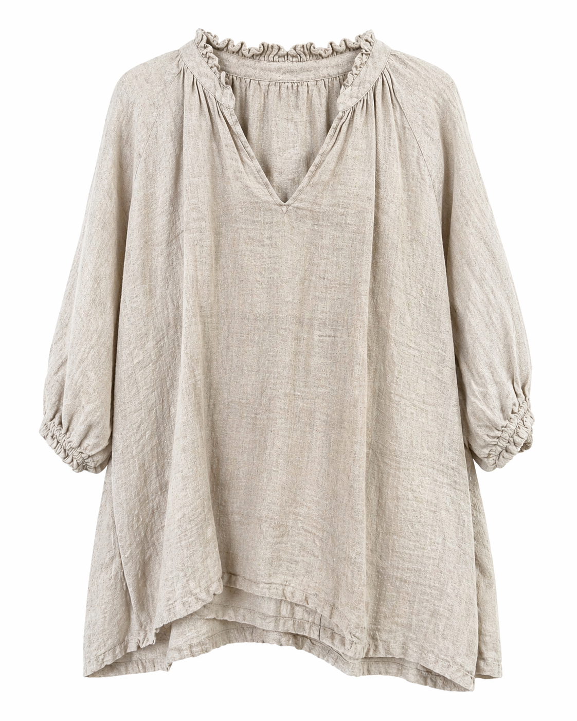 GRAZIA LINEN TOP 3/4 SLEEVE PLAIN