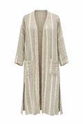 AUDREY LONG STRIPED LINEN COAT – NATURAL