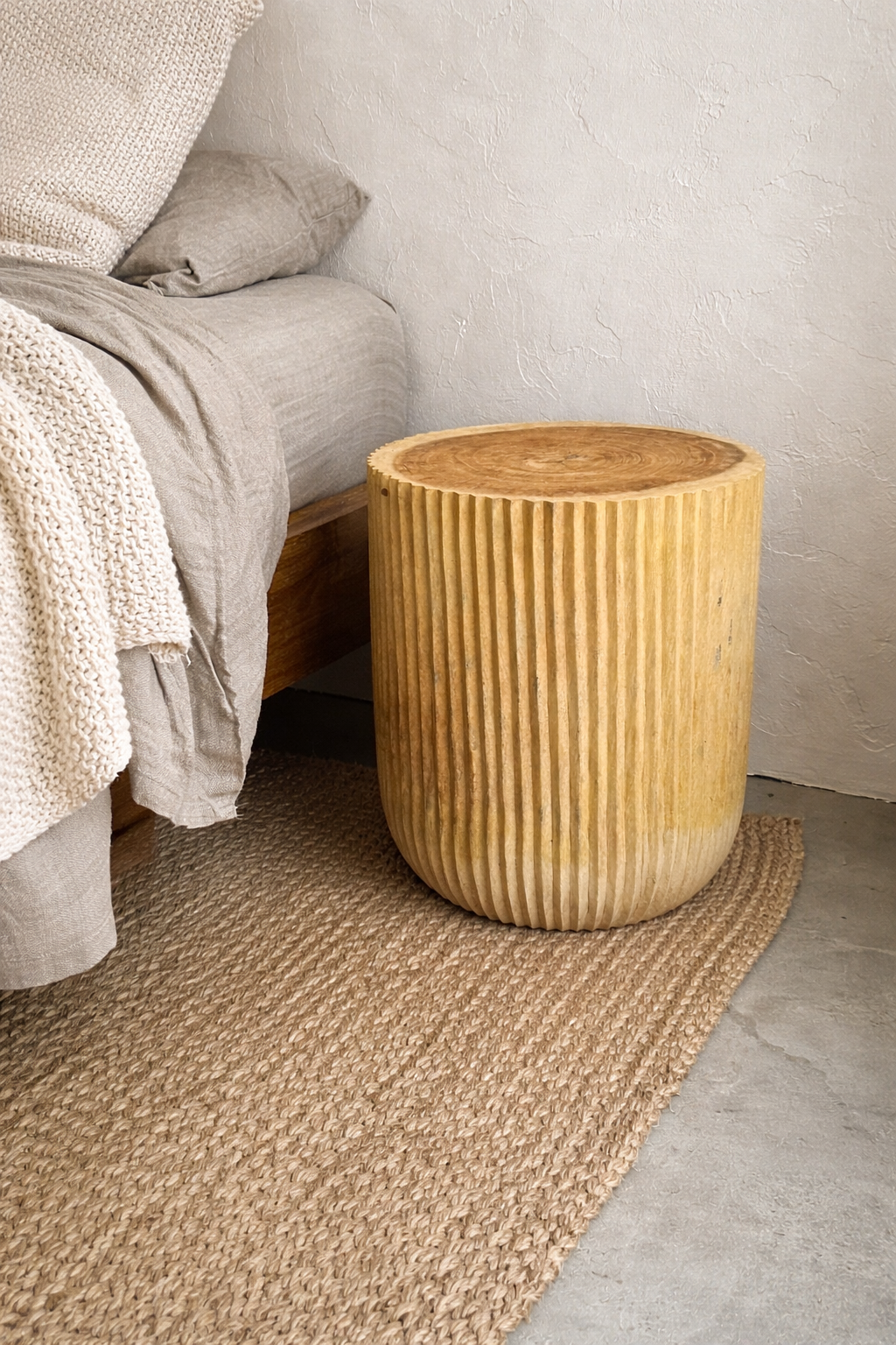 RIBU FLUTED STOOL – SUAR WOOD