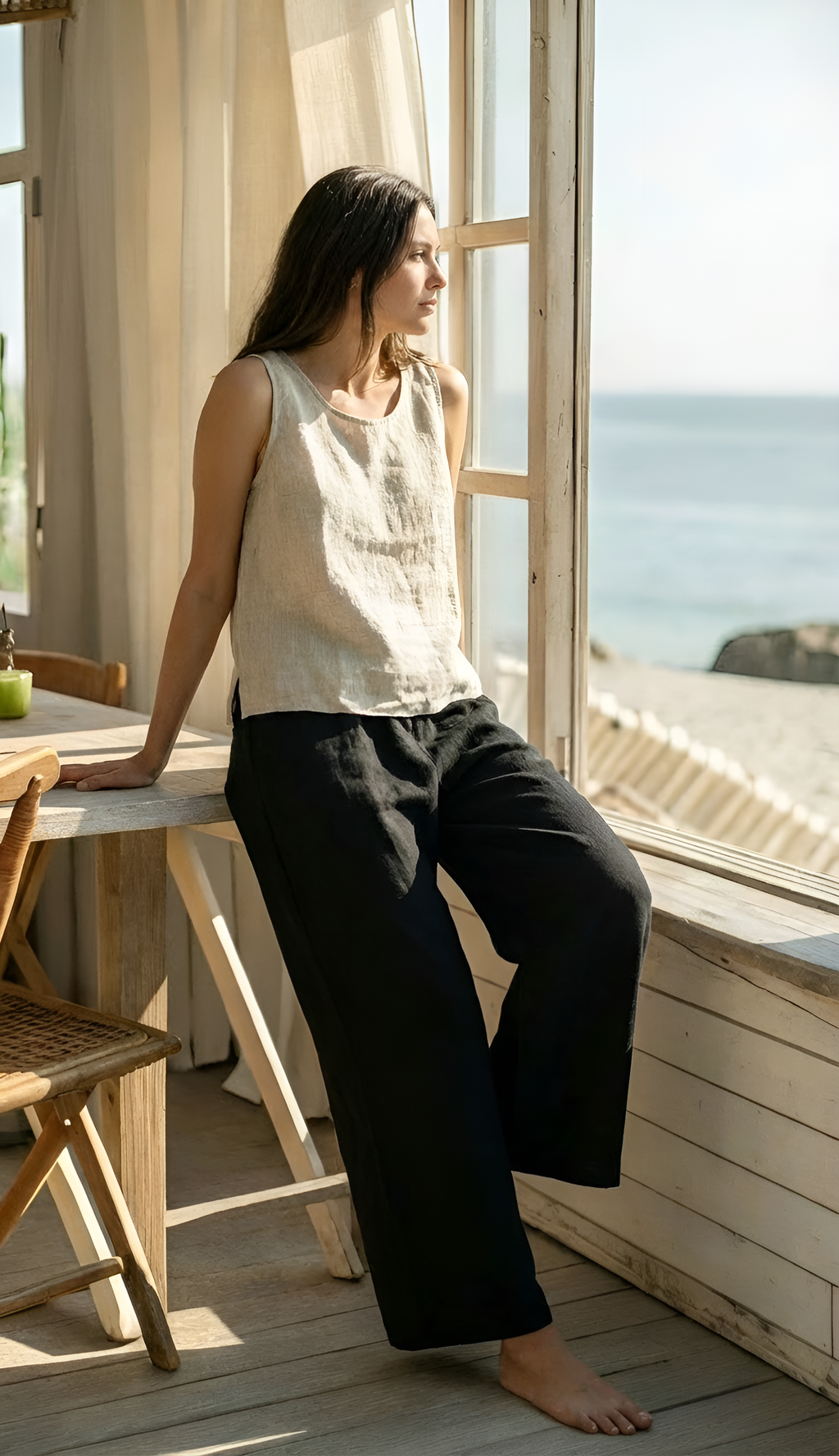 MIRABELLA SLEEVELESS TOP | MESH | LINEN