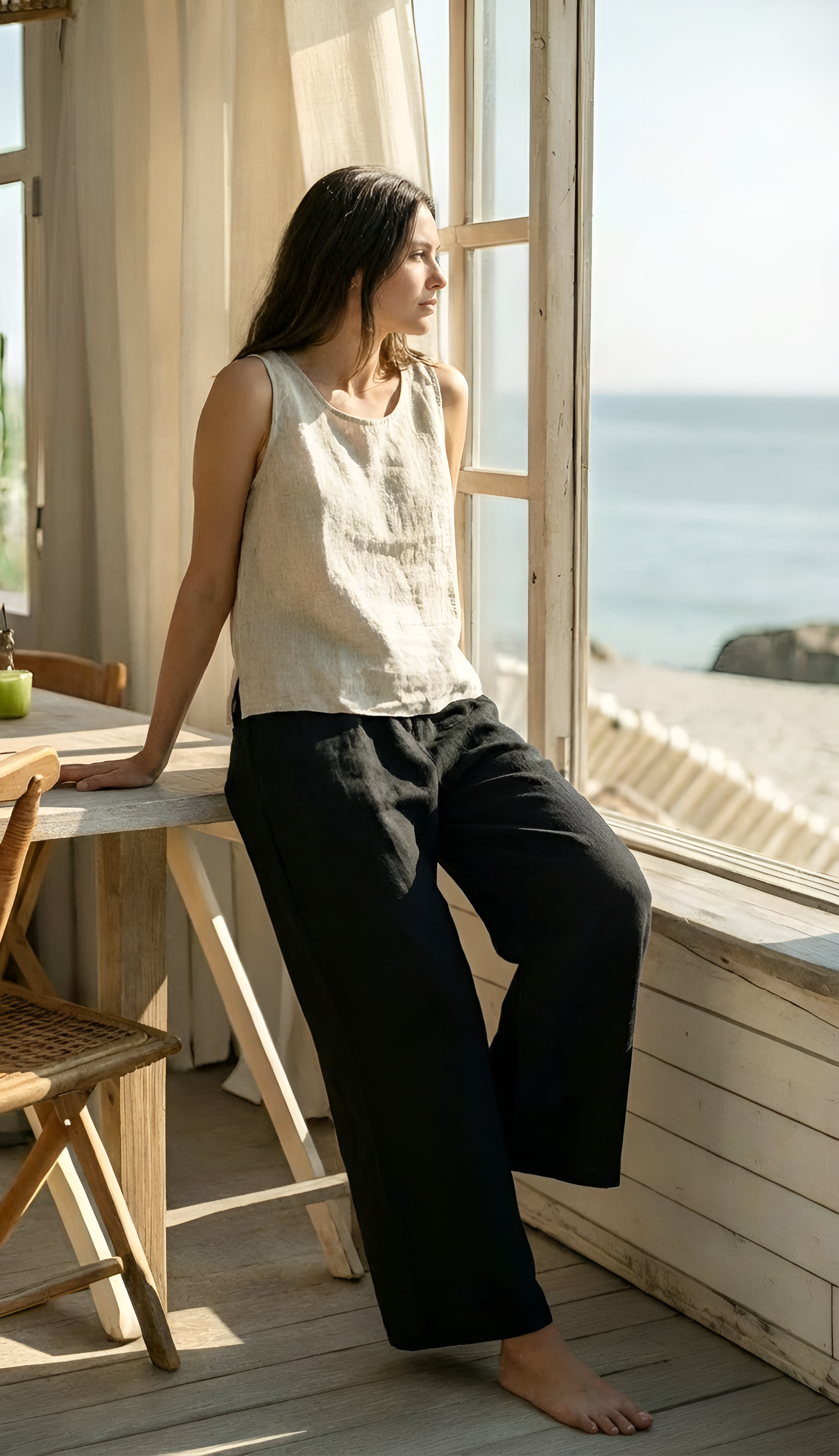 MIRABELLA SLEEVELESS TOP | MESH | LINEN