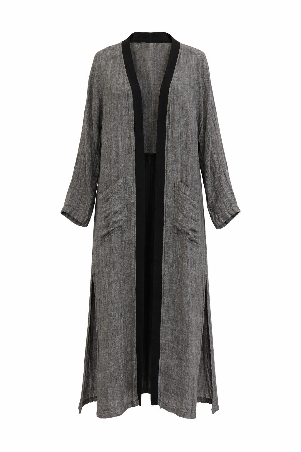 JOYCE LONG LINEN CARDIGAN 
 CHARCOAL