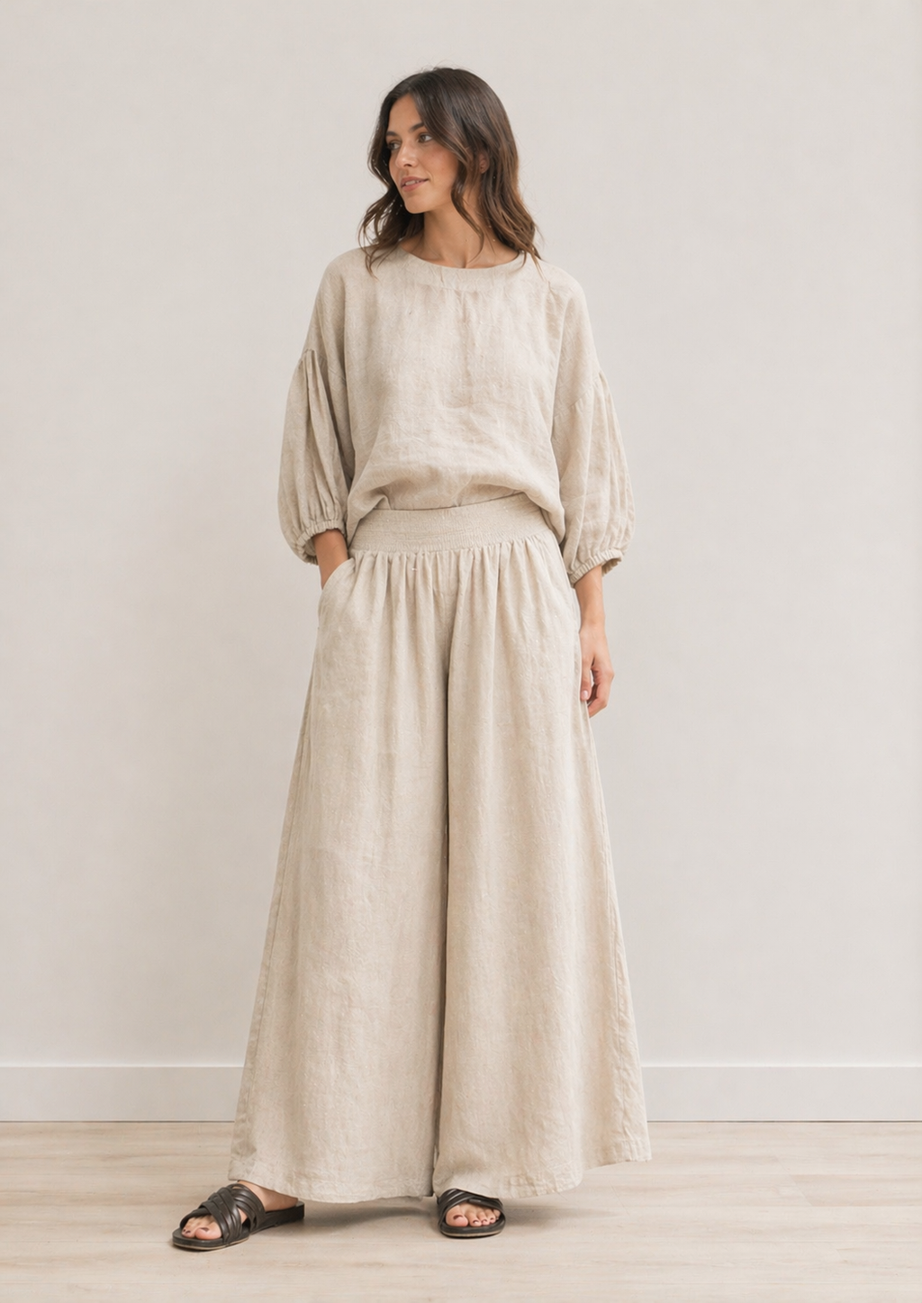 RENATA LINEN PANTS | BLACK | NATURAL