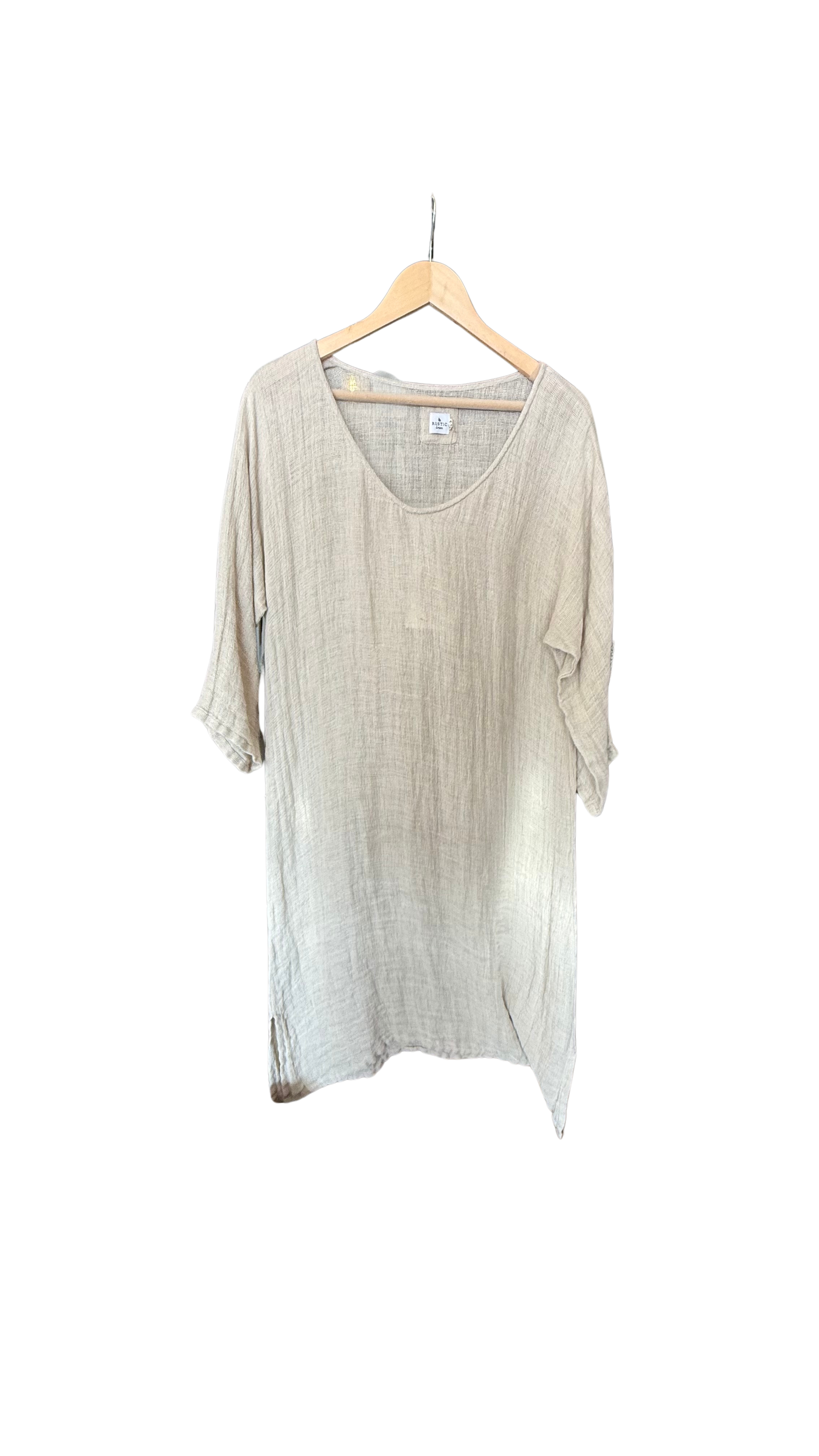FIONA FULL SLEEVE KAFTAN NATURAL 100% MESH LINEN