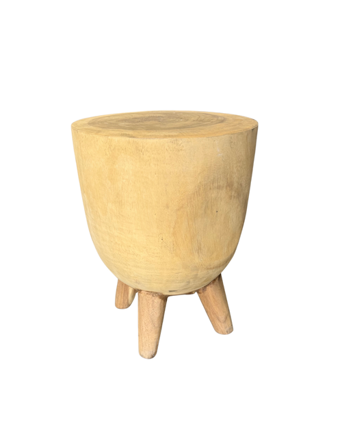 BATIO 3 LEGS SIDE TABLE | STOOL | TEAK WOOD | BURNED BLACK | 35 × 35 × 45 CM