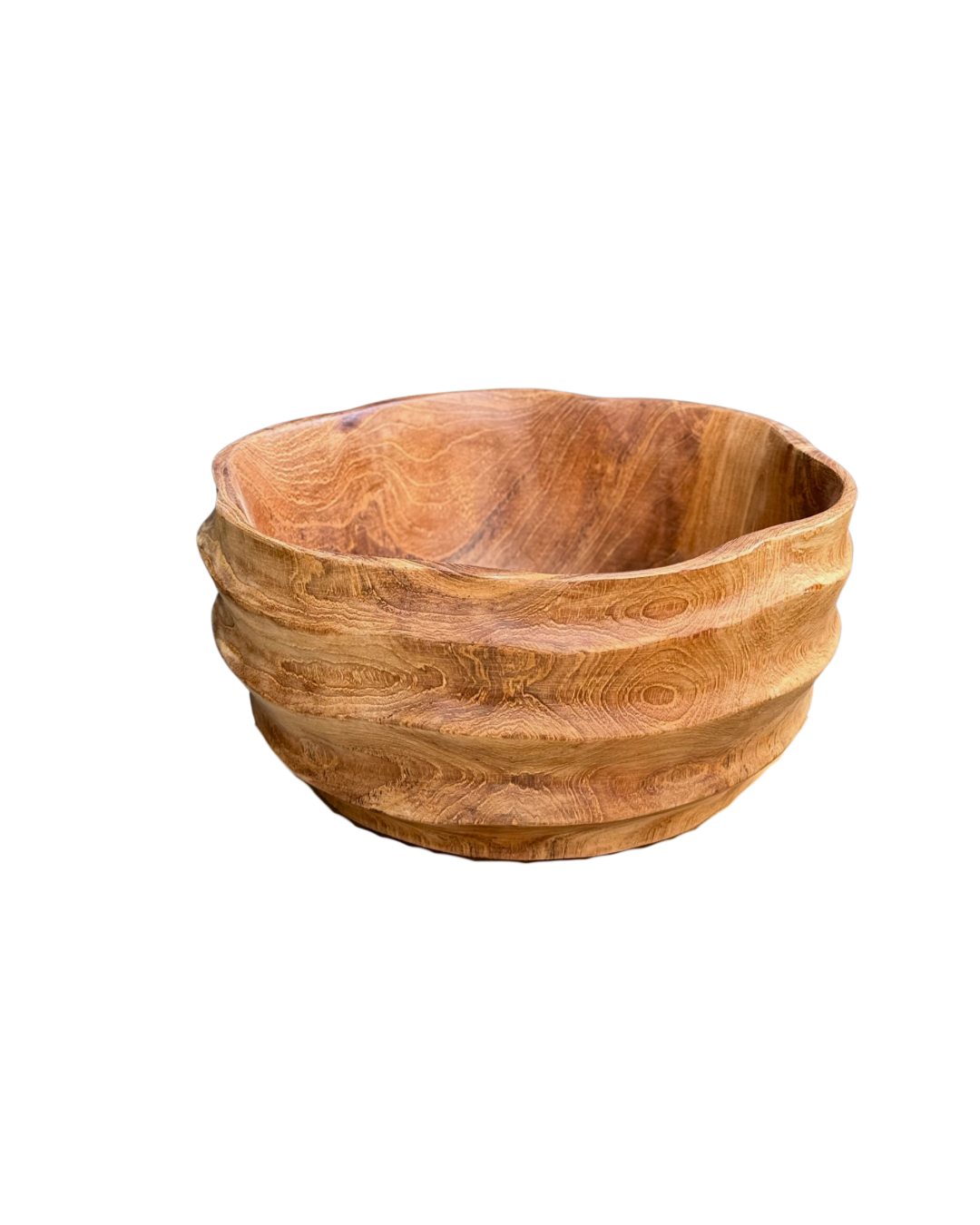 OMBAK ROUND WOODEN CARVED BOWL | 25 × 20 CM