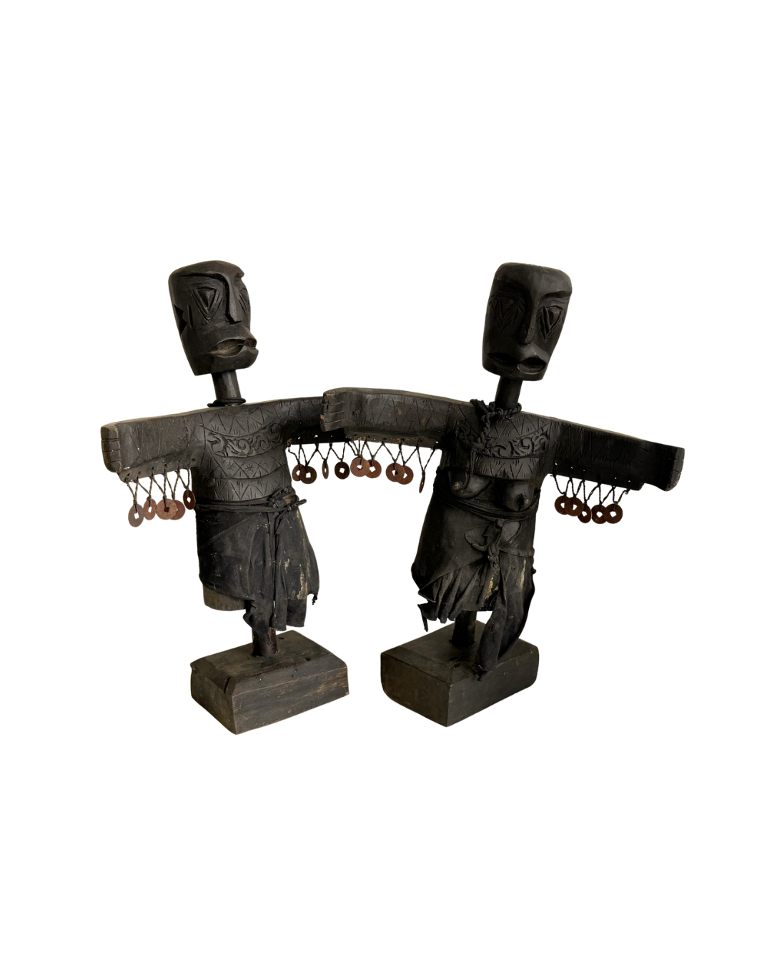 KAKASHI COUPLE | ANTIQUE INDONESIAN TEAK WOOD STATUES