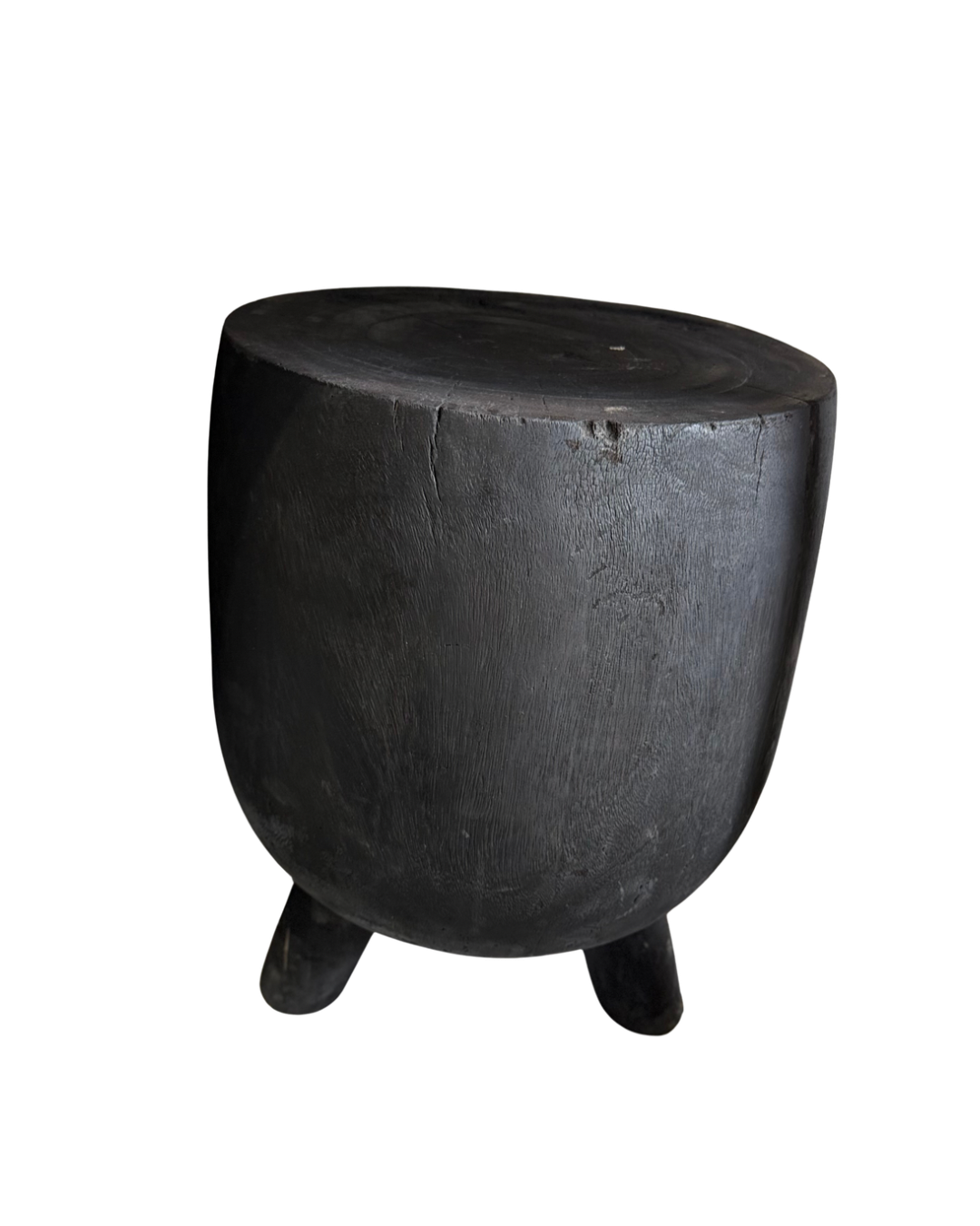 BATIO 3 LEGS SIDE TABLE | STOOL | TEAK WOOD | BURNED BLACK | 35 × 35 × 45 CM