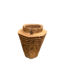 CARVED TEAK HEXAGON VASE / PLANTER
