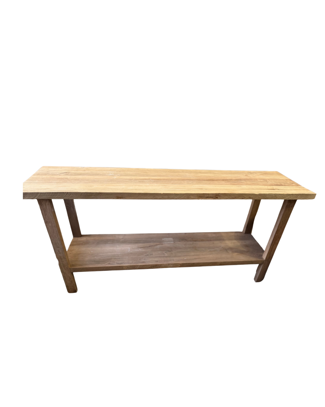 SOLID TEAK CONSOLE TABLE WITH SHELF