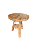 SMALL ROUND SIDE TABLE WITH A SHELF | TEAK |