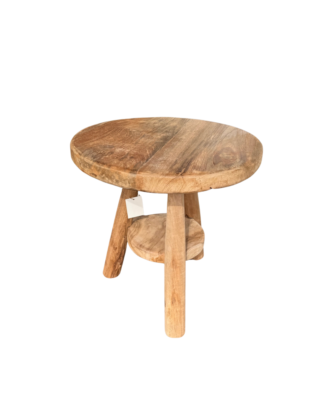 SMALL ROUND SIDE TABLE WITH A SHELF | TEAK |