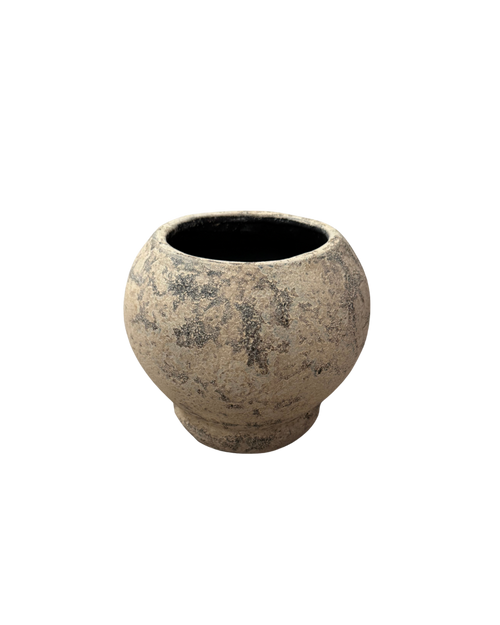 BAYI SMALL ROUND PLANTER | EARTHENWARE | VASE SAND | WHITE | 24CM